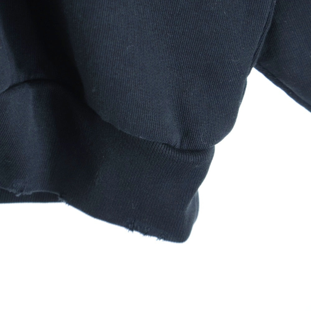 BALENCIAGA(バレンシアガ) Crash Logo Sweat クラッシュ加工ネックロゴクルーネック スウェットトレーナー ブラック 745007 TOVF3