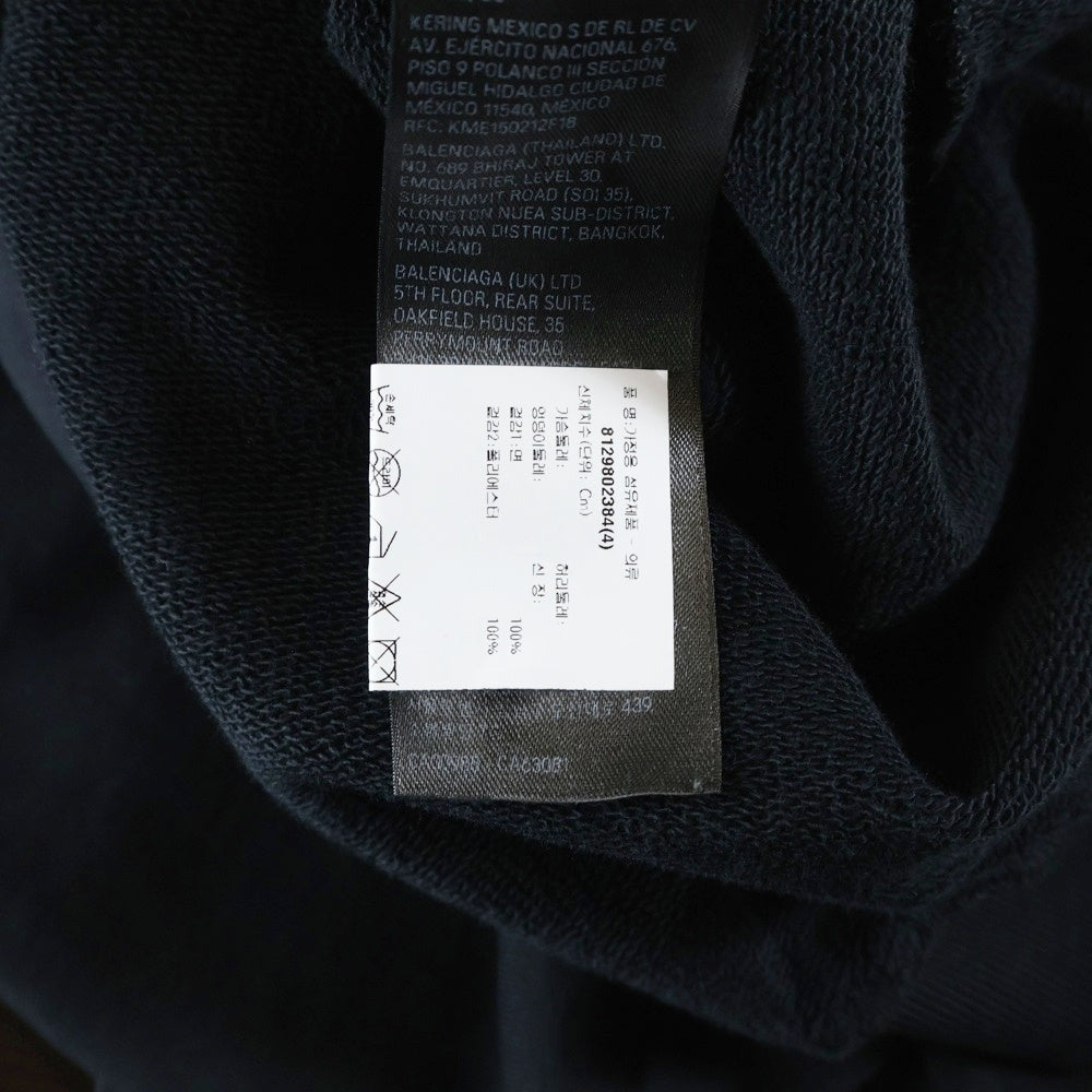 BALENCIAGA(バレンシアガ) Crash Logo Sweat クラッシュ加工ネックロゴクルーネック スウェットトレーナー ブラック 745007 TOVF3