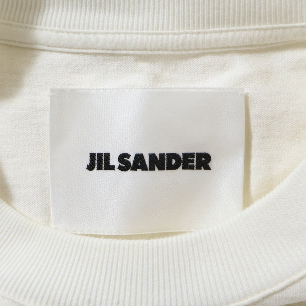 JIL SANDER(ジルサンダー) 24SS フロントロゴプリント クルーネック ロングスリーブ 長袖Tシャツ カットソー ホワイト J22GC0136 J45148