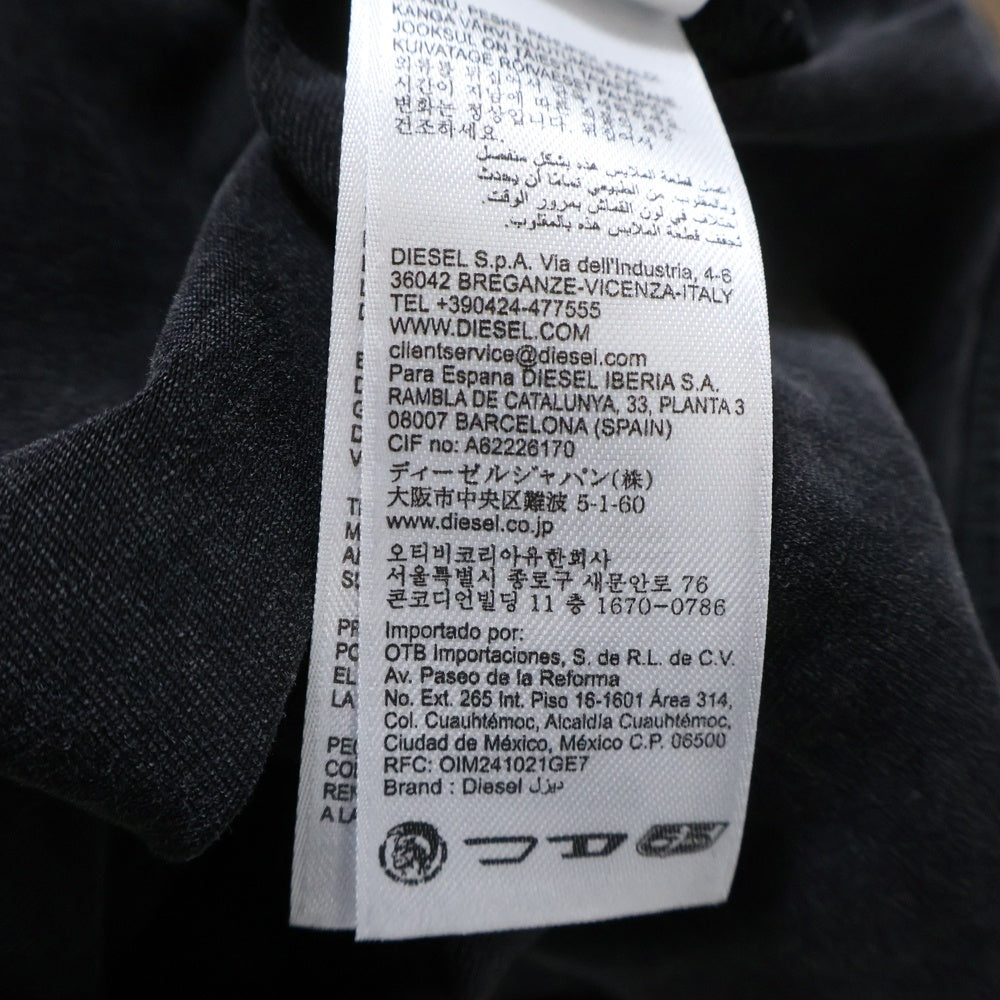DIESEL(ディーゼル) T-Bunny Tail-R1 cotton T-shirt Grigio テール アールワン コットン 半袖Tシャツ カットソー ブラック レディース A19520