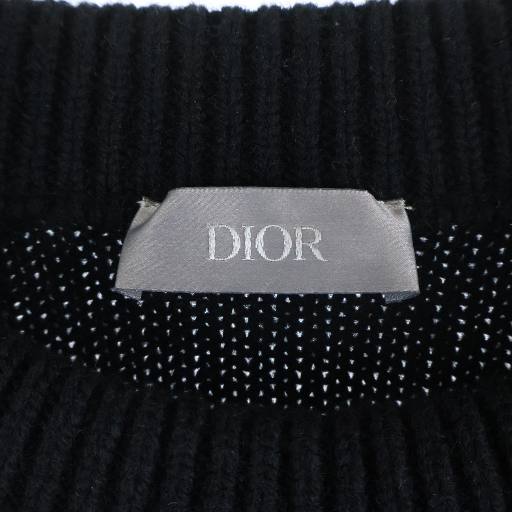 DIOR(ディオール) 20SS Atelier Virgin Wool Crew Neck Knit Sweater アトリエロゴ刺繍 クルーネックウールニットセーター ブラック 213M640AT298