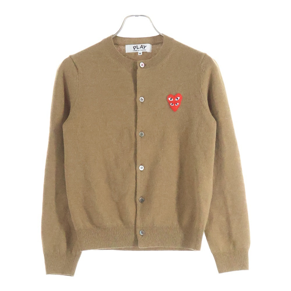 PLAY COMME des GARCONS(プレイコムデギャルソン) ハートロゴパッチ ニットカーディガン ブラウン レディース AZ-N075