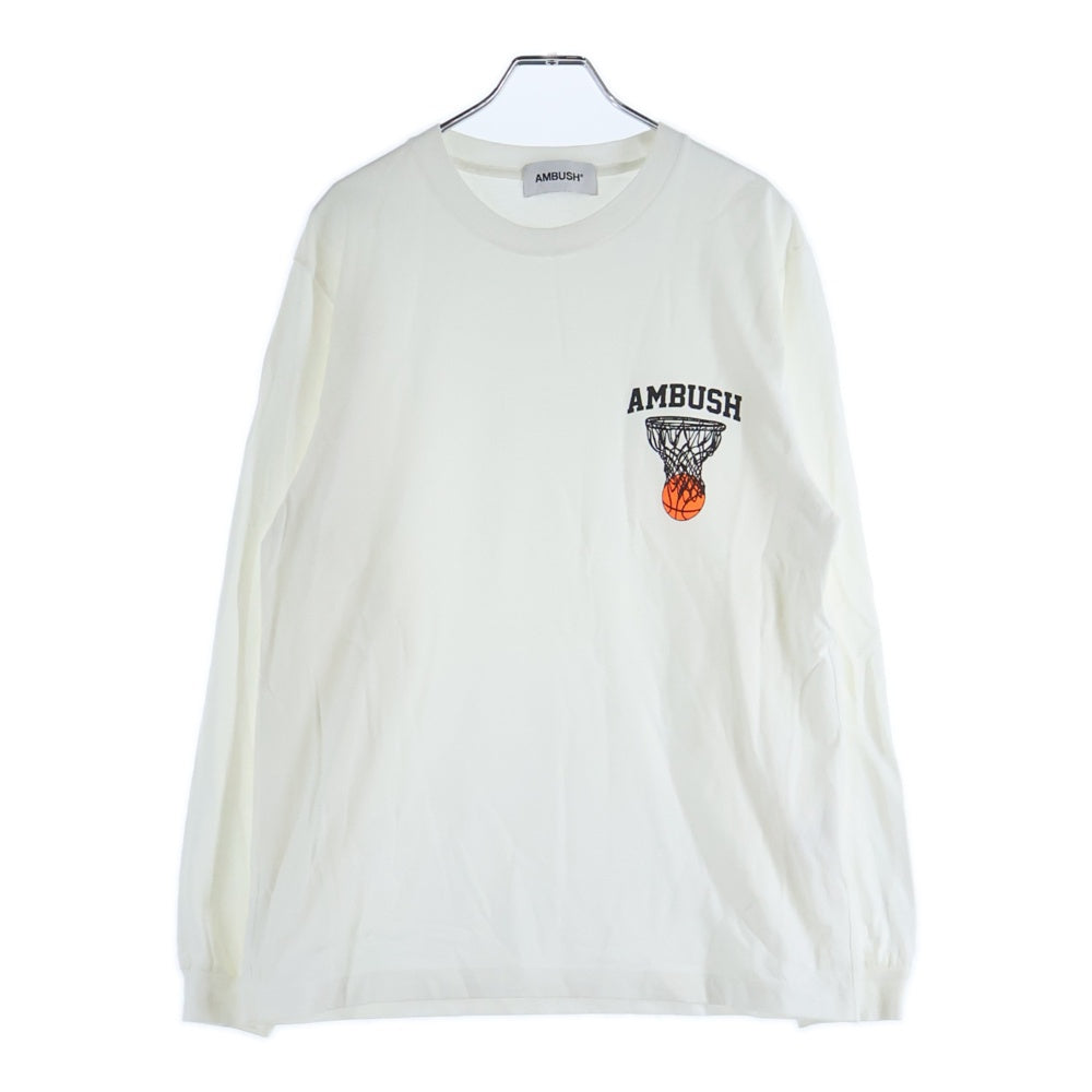 AMBUSH(アンブッシュ) 20AW SHOOT HOOP L/S T-SHIRT ロゴプリント 半袖Tシャツ ホワイト