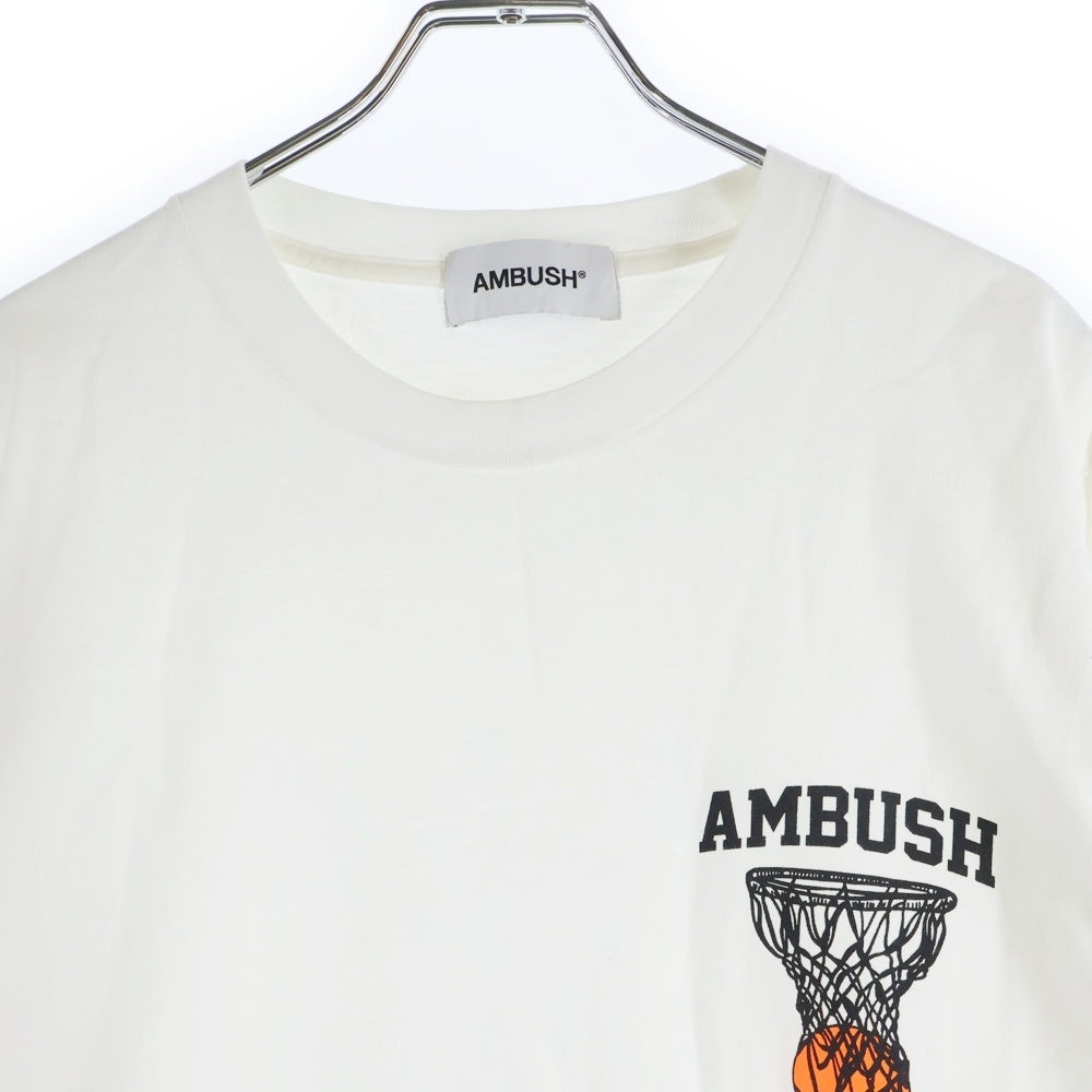 AMBUSH(アンブッシュ) 20AW SHOOT HOOP L/S T-SHIRT ロゴプリント 半袖Tシャツ ホワイト