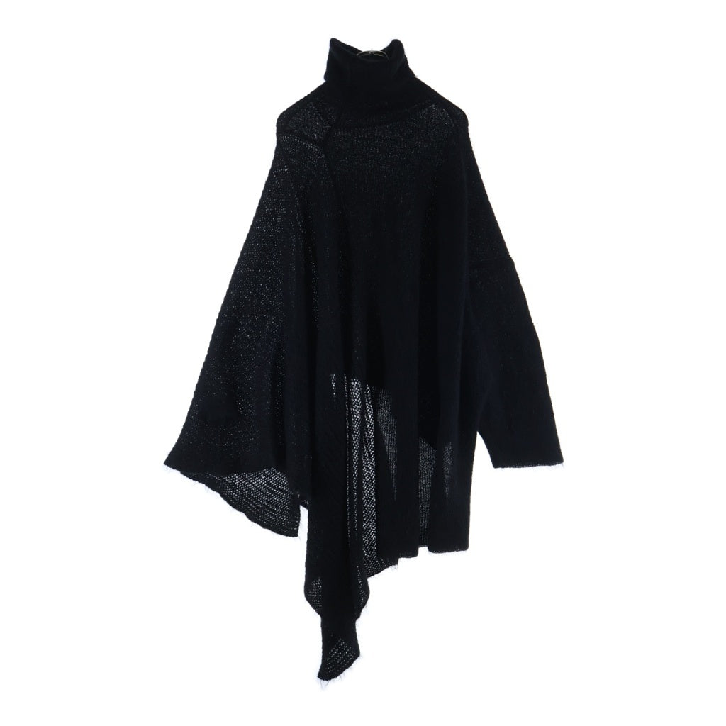 Yohji Yamamoto + NOIR(ヨウジヤマモトプリュスノアール) モヘア混 ハイネック ケープコート ポンチョ ブラック NC-K05-189