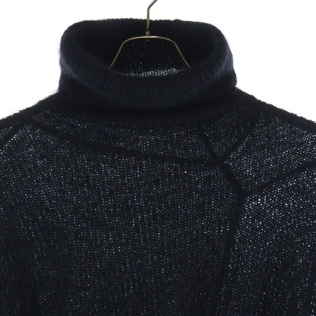 Yohji Yamamoto + NOIR(ヨウジヤマモトプリュスノアール) モヘア混 ハイネック ケープコート ポンチョ ブラック NC-K05-189