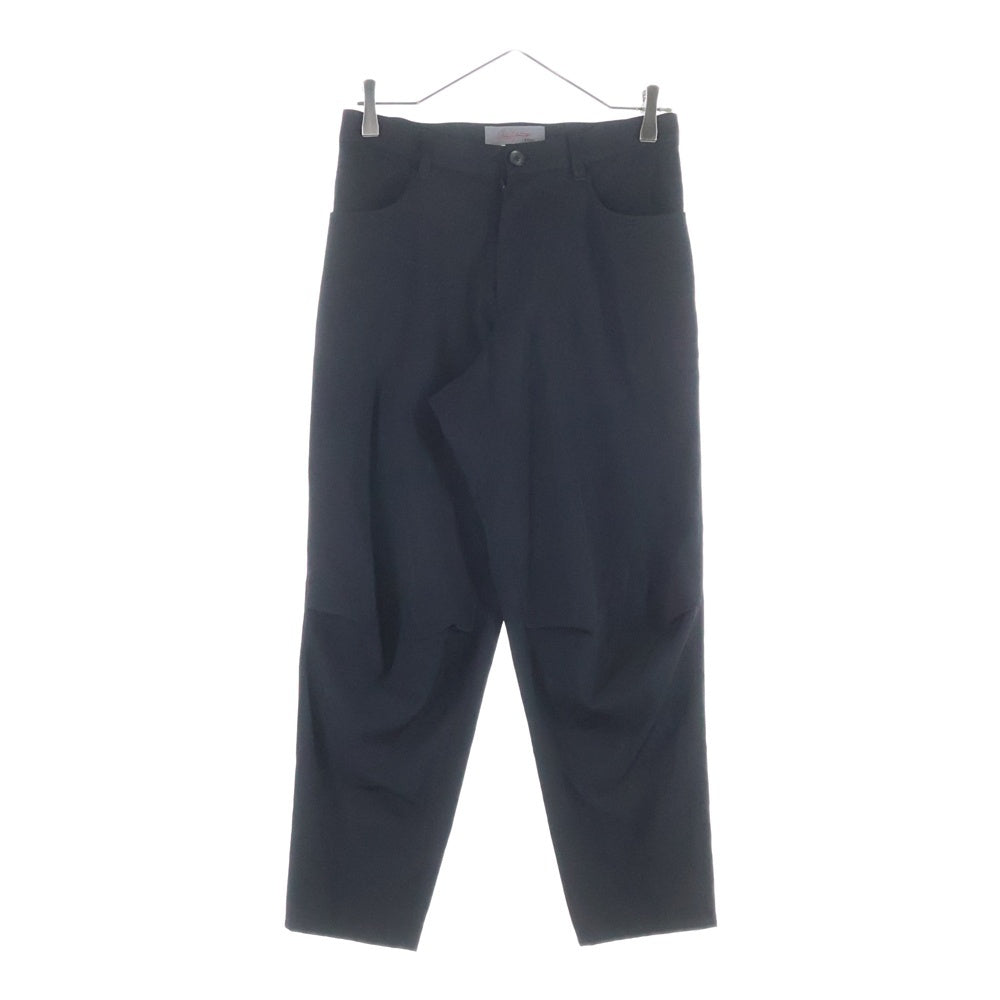Yohji Yamamoto + NOIR(ヨウジヤマモトプリュスノアール) 膝ダーツ ウール テーパード パンツ ブラック NR-P06-100