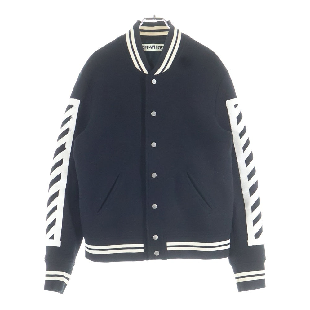 OFF-WHITE(オフホワイト) 16AW Diagonal Stripe Wool Varsity Jacket ウール ヴァーシティジャケット スタジャン ブラック