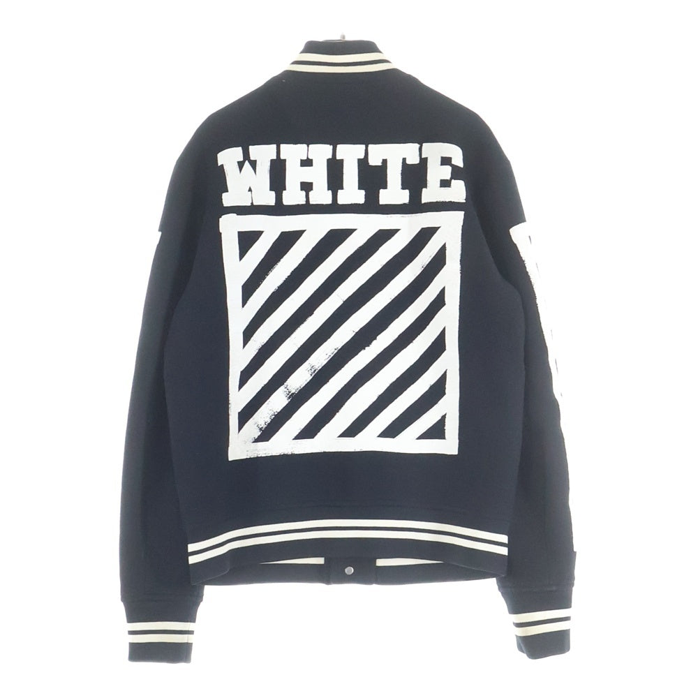OFF-WHITE(オフホワイト) 16AW Diagonal Stripe Wool Varsity Jacket ウール ヴァーシティジャケット スタジャン ブラック