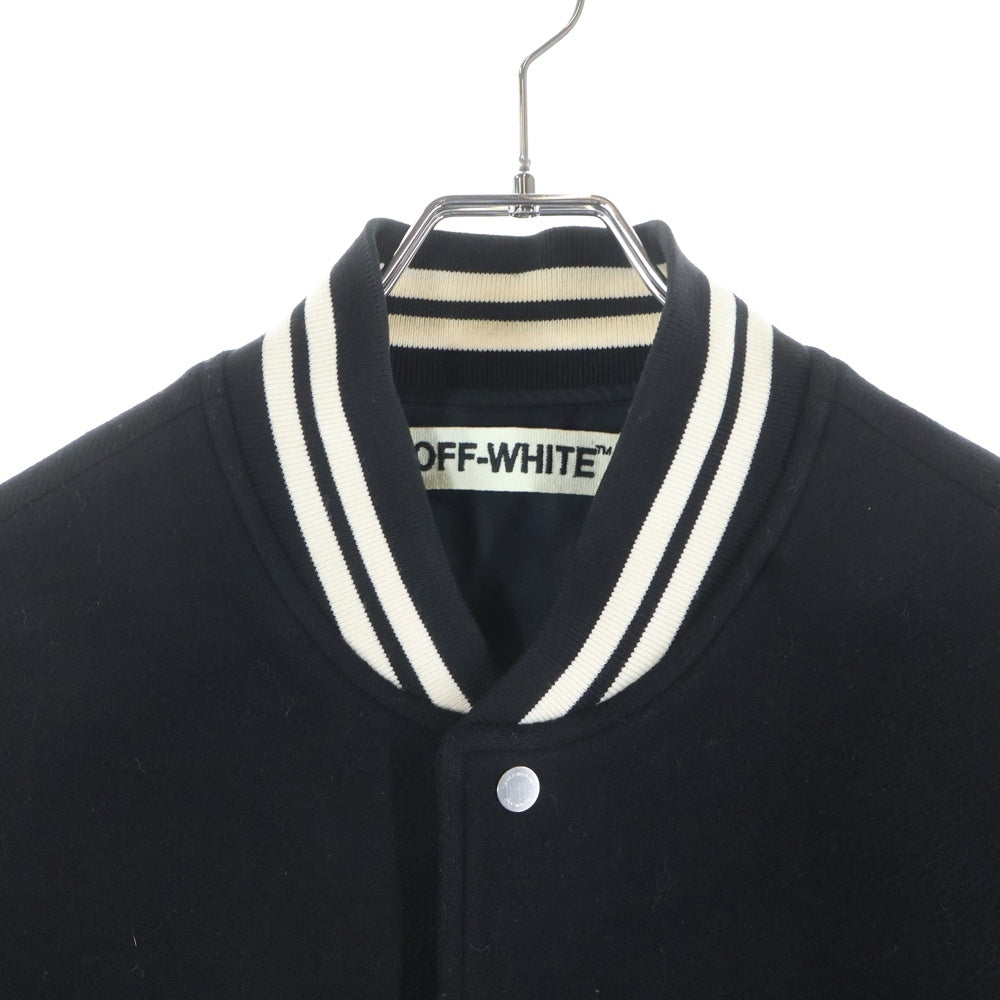 OFF-WHITE(オフホワイト) 16AW Diagonal Stripe Wool Varsity Jacket ウール ヴァーシティジャケット スタジャン ブラック