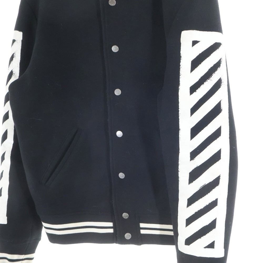 OFF-WHITE(オフホワイト) 16AW Diagonal Stripe Wool Varsity Jacket ウール ヴァーシティジャケット スタジャン ブラック
