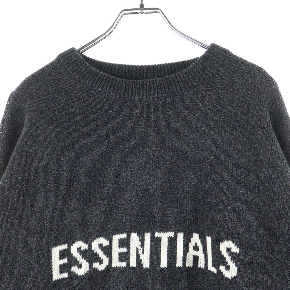 FEAR OF GOD ESSENTIALS(フィアオブゴッド エッセンシャルズ) KNIT SWEATER ジャガードロゴ クルーネックニットセーター グレー