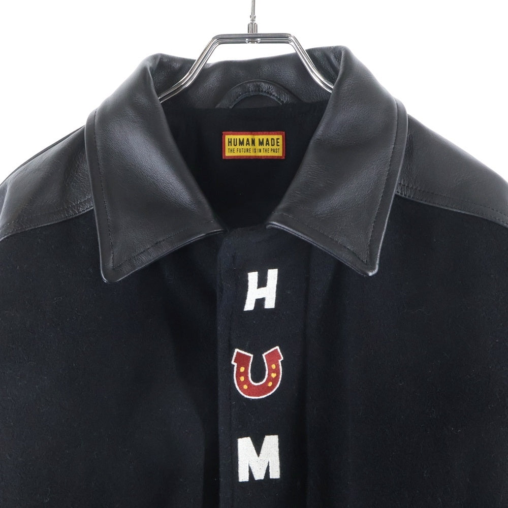 HUMAN MADE(ヒューマンメイド) 26SS STADIUM JACKET バックロゴ刺繍 バーシティジャケット スタジャン ブルゾン ブラック HM31JK001