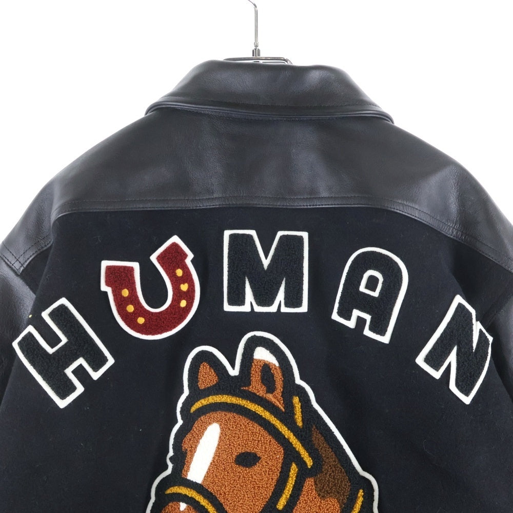 HUMAN MADE(ヒューマンメイド) 26SS STADIUM JACKET バックロゴ刺繍 バーシティジャケット スタジャン ブルゾン ブラック HM31JK001