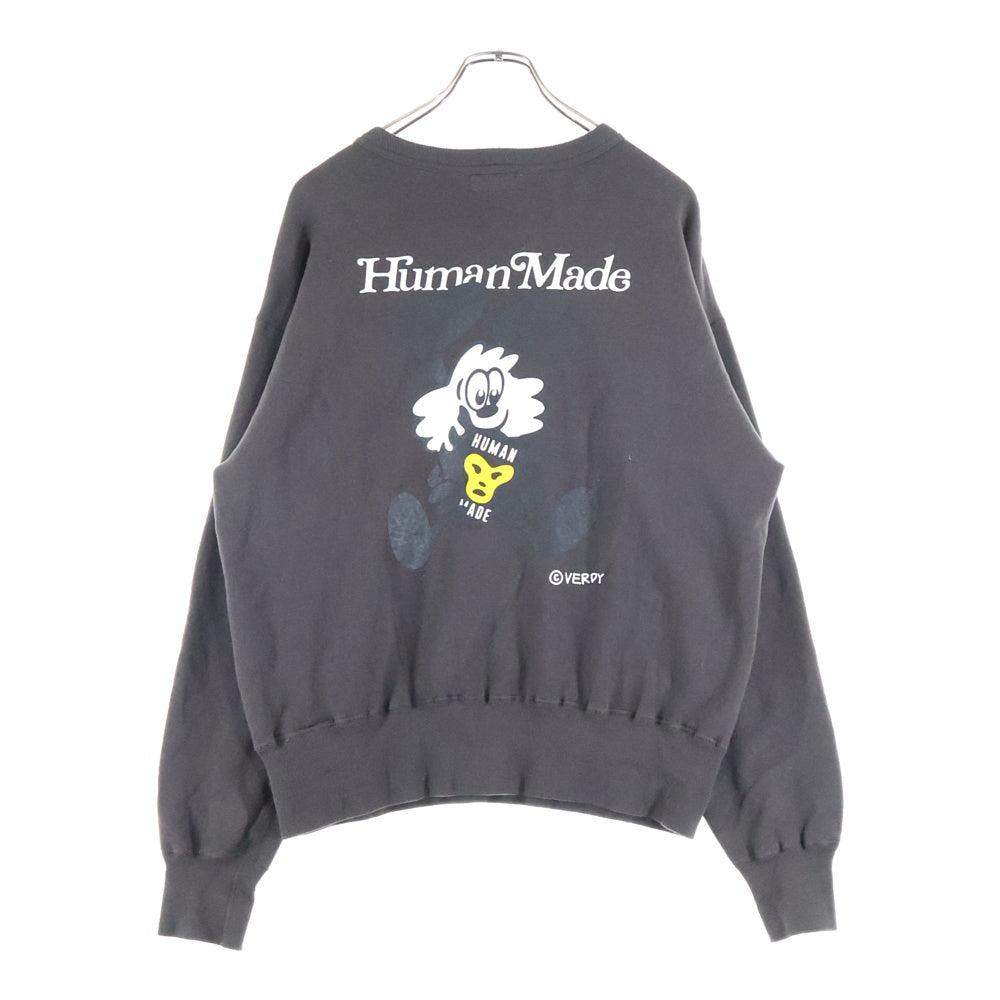 HUMAN MADE(ヒューマンメイド) 25SS ×VERDY TSURIAMI SWEATSHIRT ヴェルディ 吊り網み バックロゴプリント クルーネックスウェットトレーナー ブラウン XX29CS002