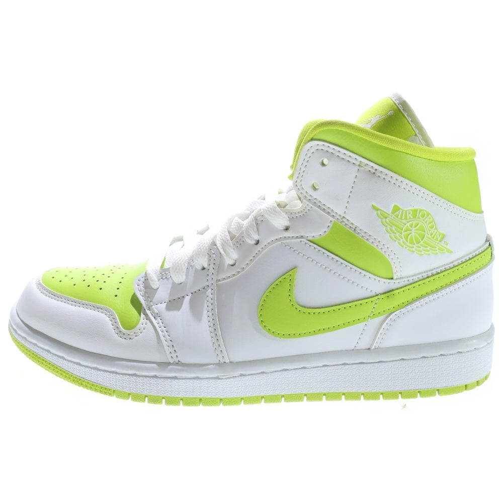 NIKE(ナイキ) WMNS AIR JORDAN 1 MID WHITE LIME ウィメンズ エアジョーダン1 ライム ミッドカットスニーカー ホワイト/イエロー US9/26cm BQ6472-131 レディース