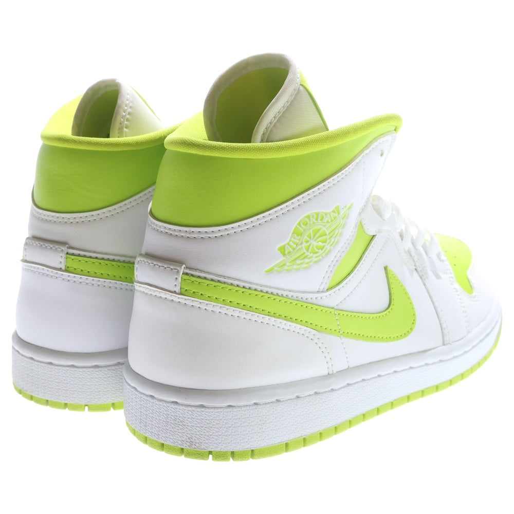 NIKE(ナイキ) WMNS AIR JORDAN 1 MID WHITE LIME ウィメンズ エアジョーダン1 ライム ミッドカットスニーカー ホワイト/イエロー US9/26cm BQ6472-131 レディース