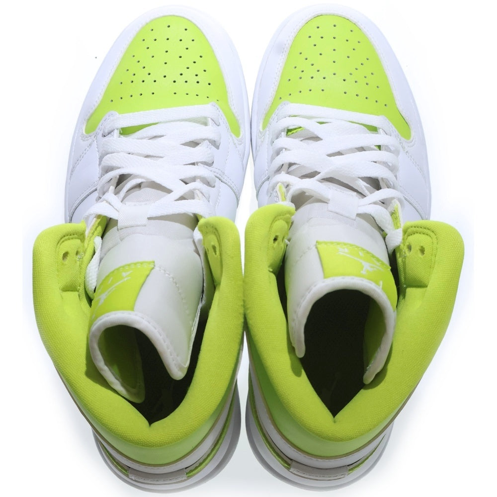 NIKE(ナイキ) WMNS AIR JORDAN 1 MID WHITE LIME ウィメンズ エアジョーダン1 ライム ミッドカットスニーカー ホワイト/イエロー US9/26cm BQ6472-131 レディース