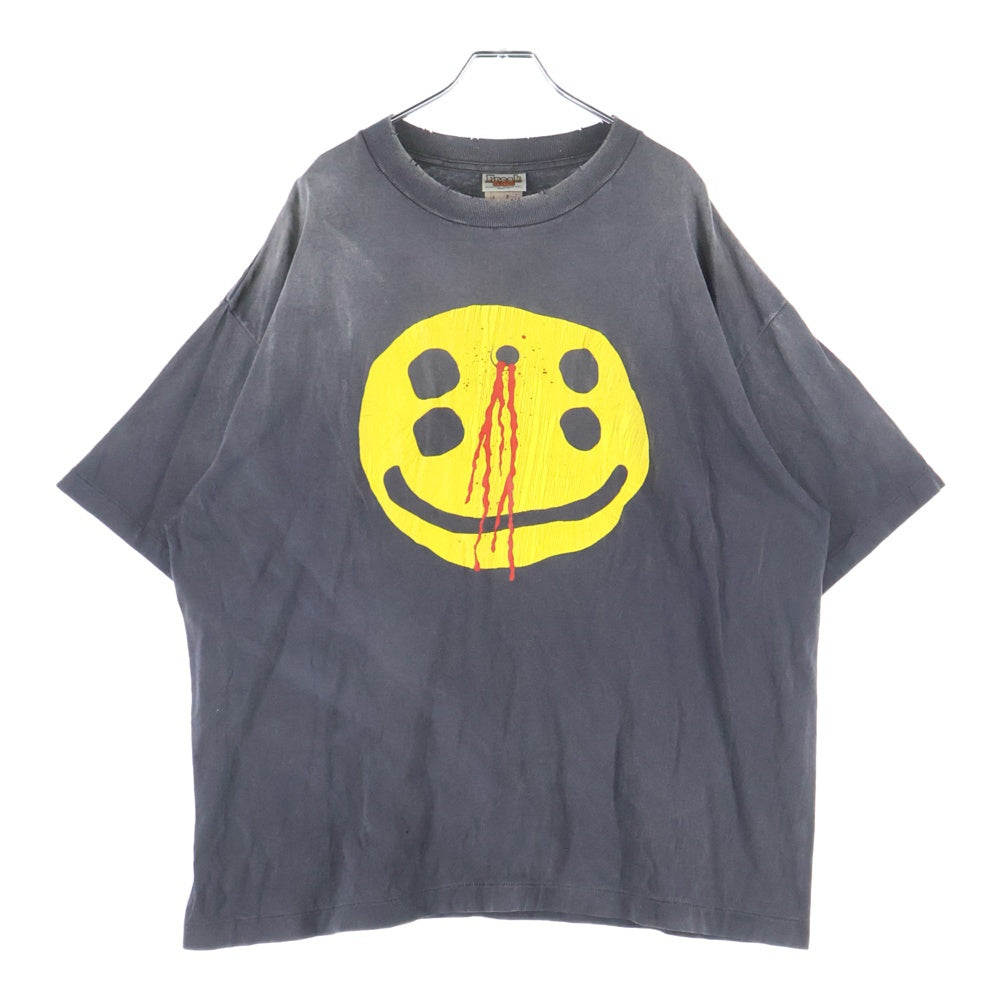 SAINT MICHAEL(セントマイケル) 24AW ×CACTUS PLANT FLEA MARKET TEE SMILE カクタスプラントフリーマーケット ティースマイル クルーネック半袖Tシャツ カットソー ブラック SM-YS1-0000-C01