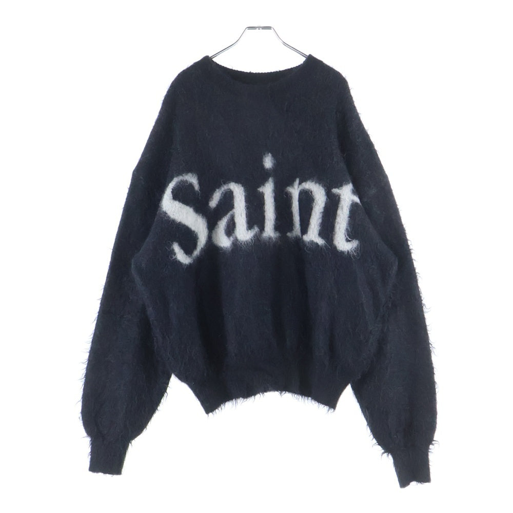 SAINT MICHAEL(セントマイケル) 23AW CREW NECK KNIT フロントロゴ モヘアニット セーター ブラック SM-A23-0000-042