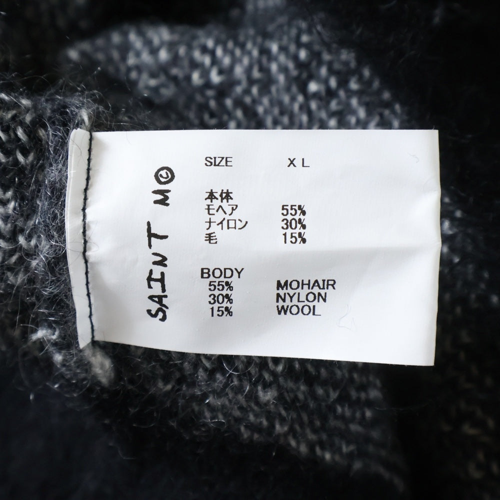 SAINT MICHAEL(セントマイケル) 23AW CREW NECK KNIT フロントロゴ モヘアニット セーター ブラック SM-A23-0000-042