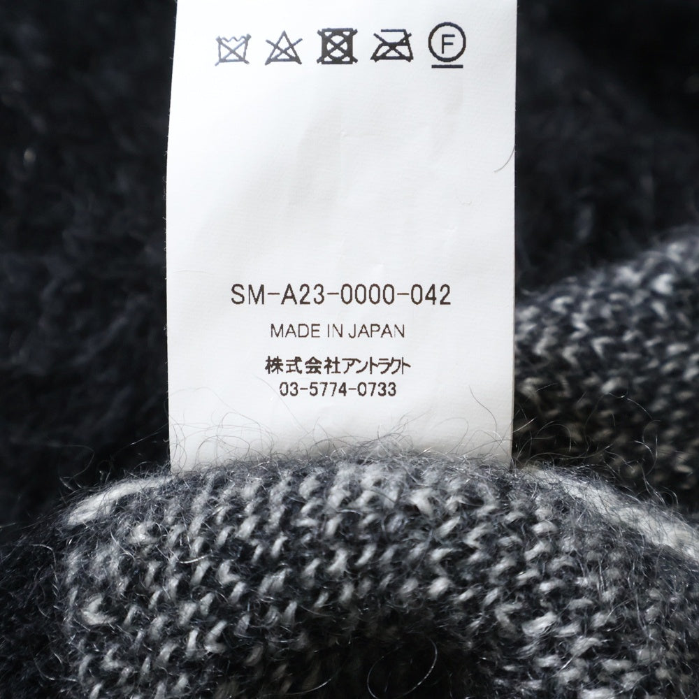 SAINT MICHAEL(セントマイケル) 23AW CREW NECK KNIT フロントロゴ モヘアニット セーター ブラック SM-A23-0000-042