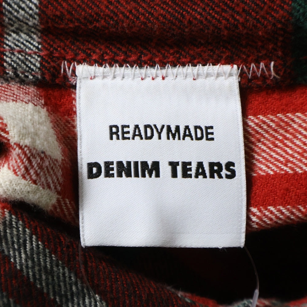 READY MADE(レディメイド) ×DENIM TEARS COTTON WREATH CHECK SHIRT デニムティアーズ エンブロイダリーチェック長袖シャツ レッド RE-DT-RE-00-00-06