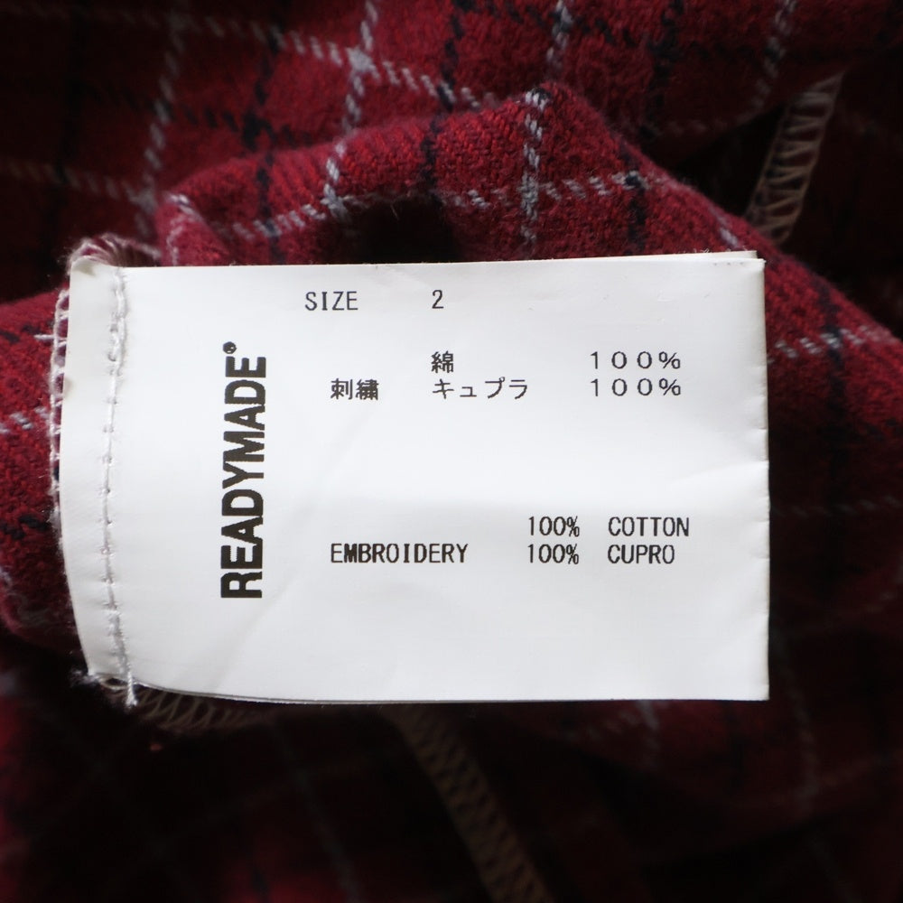 READY MADE(レディメイド) ×DENIM TEARS COTTON WREATH CHECK SHIRT デニムティアーズ エンブロイダリーチェック長袖シャツ レッド RE-DT-RE-00-00-06