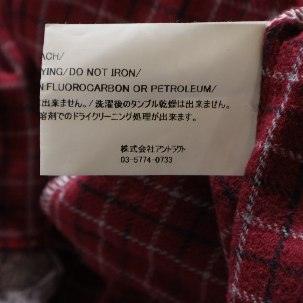 READY MADE(レディメイド) ×DENIM TEARS COTTON WREATH CHECK SHIRT デニムティアーズ エンブロイダリーチェック長袖シャツ レッド RE-DT-RE-00-00-06