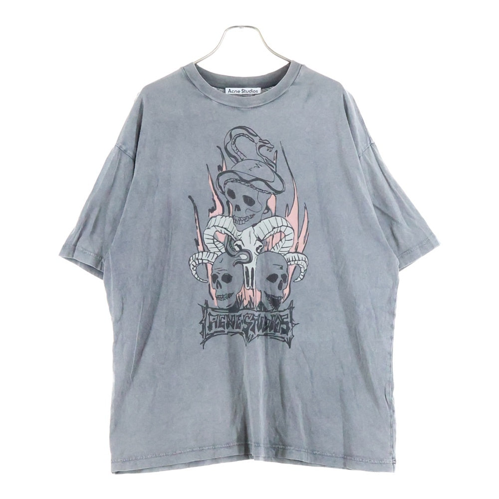 Acne Studios(アクネ ストゥディオズ) SCULL TEE フロントスカルプリント半袖Tシャツ カットソー グレー FN-UX-TSHI000070
