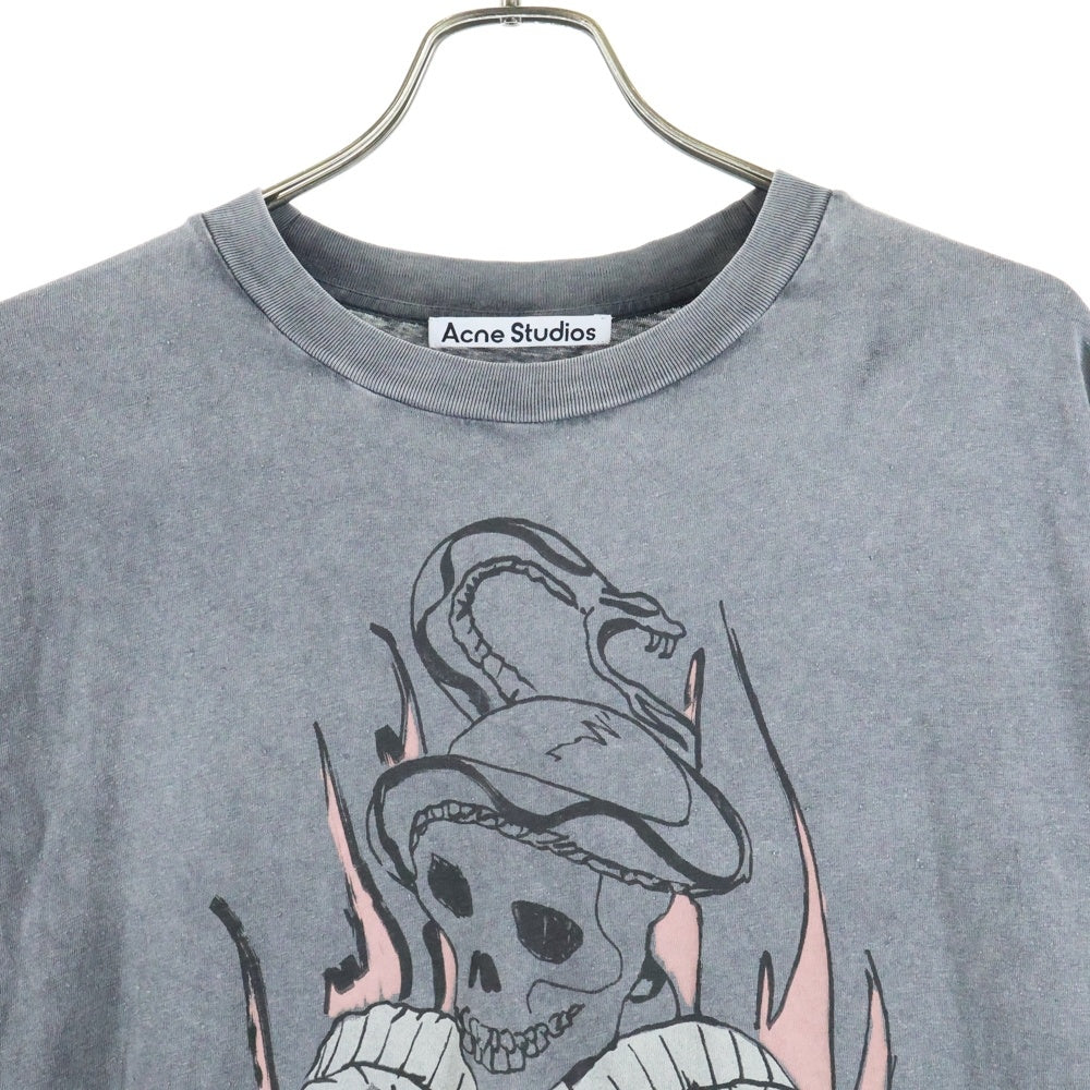 Acne Studios(アクネ ストゥディオズ) SCULL TEE フロントスカルプリント半袖Tシャツ カットソー グレー FN-UX-TSHI000070
