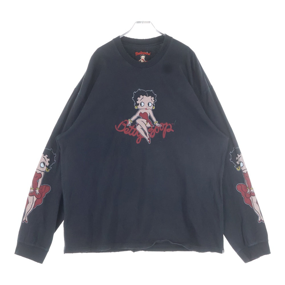 mastermind JAPAN(マスターマインドジャパン) ×Betty Boop ベティブープ ボクシーフィット オーバーサイズ プリント長袖Tシャツ カットソー ブラック MW25C15-TS208