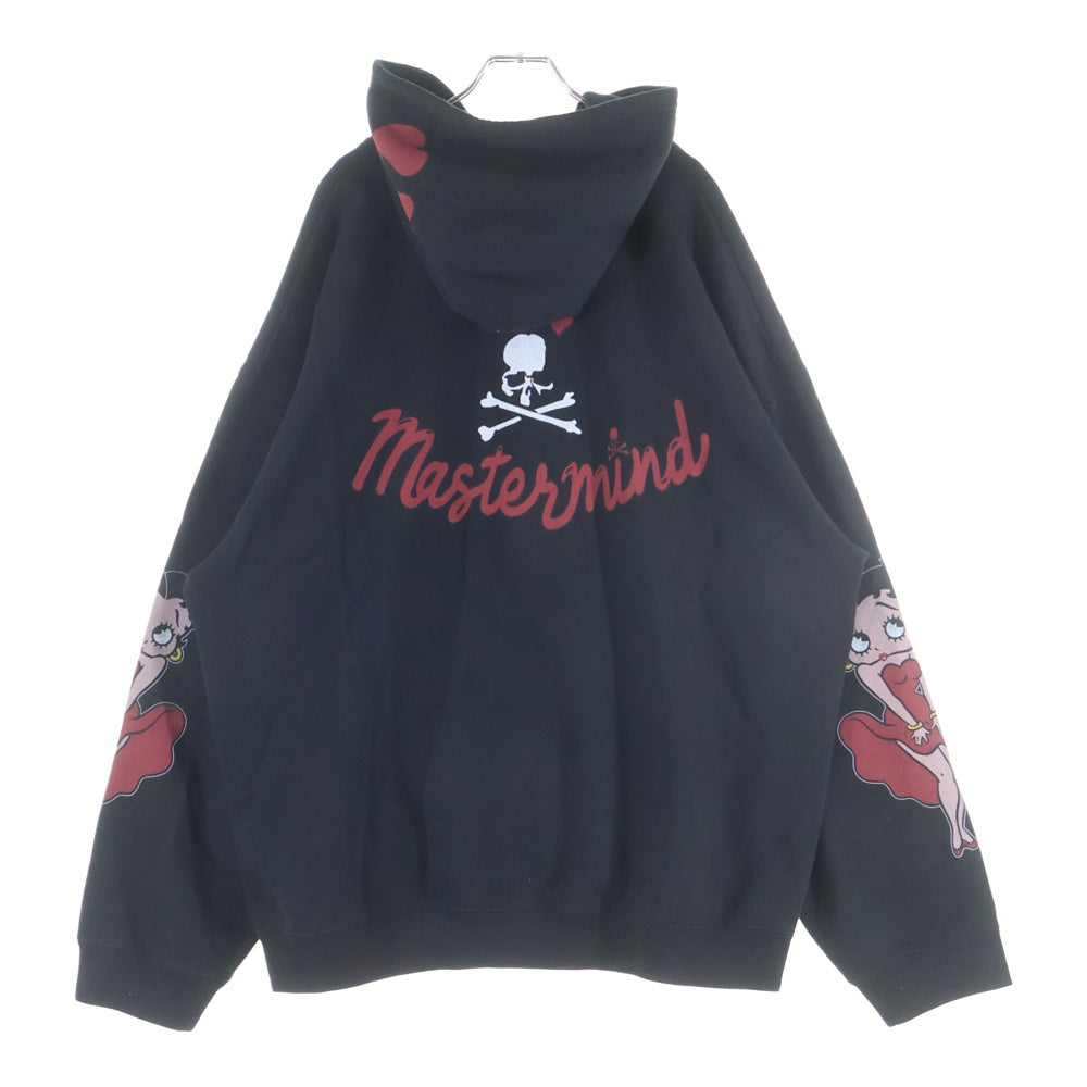 mastermind JAPAN(マスターマインドジャパン) ×Betty Boop ベティブープ ボクシーフィット オーバーサイズ プルオーバースウェットパーカー ブラック MW25C15-SW201