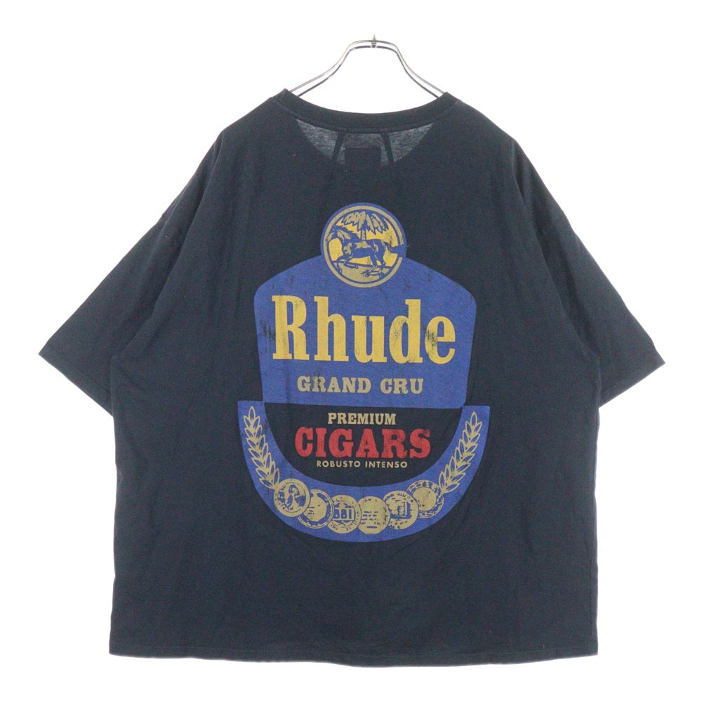 RHUDE(ルード) DAMEGE LOGO PRINT TEE ダメージ加工 ロゴプリント半袖Tシャツ カットソー ブラック