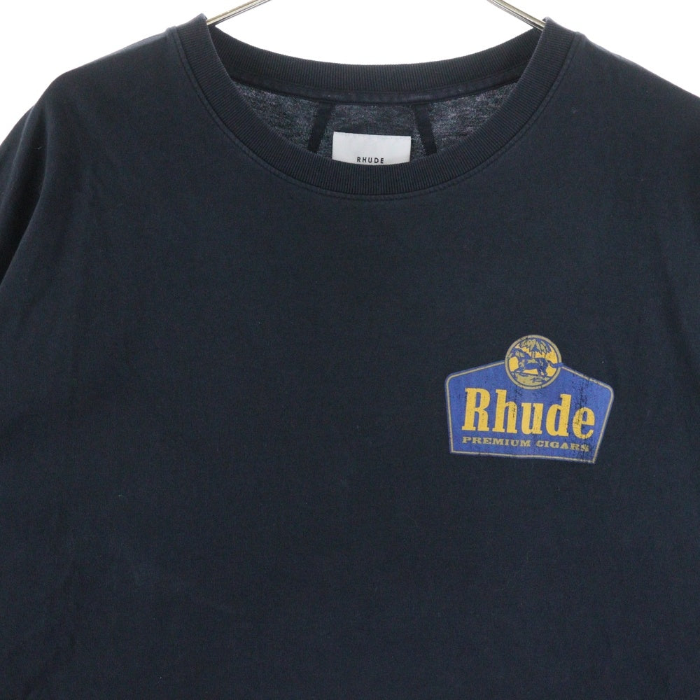 RHUDE(ルード) DAMEGE LOGO PRINT TEE ダメージ加工 ロゴプリント半袖Tシャツ カットソー ブラック