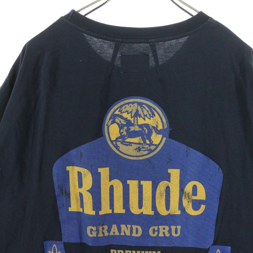 RHUDE(ルード) DAMEGE LOGO PRINT TEE ダメージ加工 ロゴプリント半袖Tシャツ カットソー ブラック