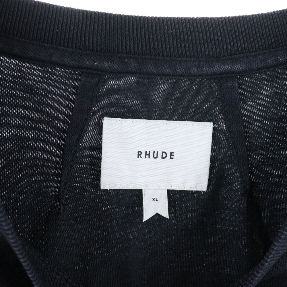 RHUDE(ルード) DAMEGE LOGO PRINT TEE ダメージ加工 ロゴプリント半袖Tシャツ カットソー ブラック