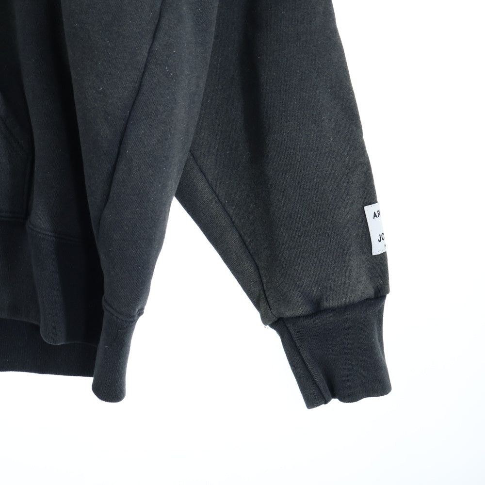 GALLERY DEPT.(ギャラリーデプト) LOGO OVER SIZED HALF ZIP HOODIE ダメージ加工 ロゴオーバーサイズ ハーフジップスウェットパーカー ブラック