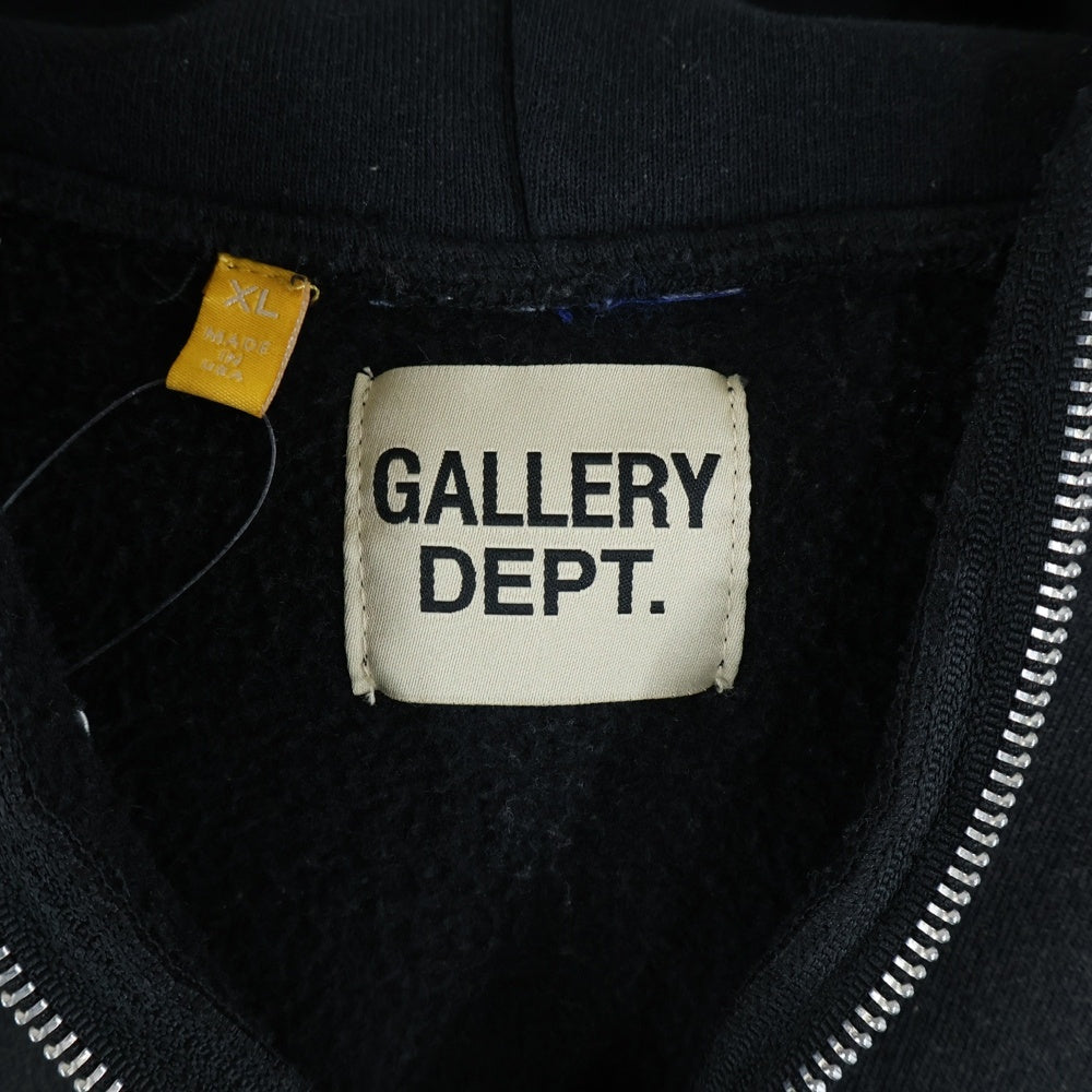 GALLERY DEPT.(ギャラリーデプト) LOGO OVER SIZED HALF ZIP HOODIE ダメージ加工 ロゴオーバーサイズ ハーフジップスウェットパーカー ブラック