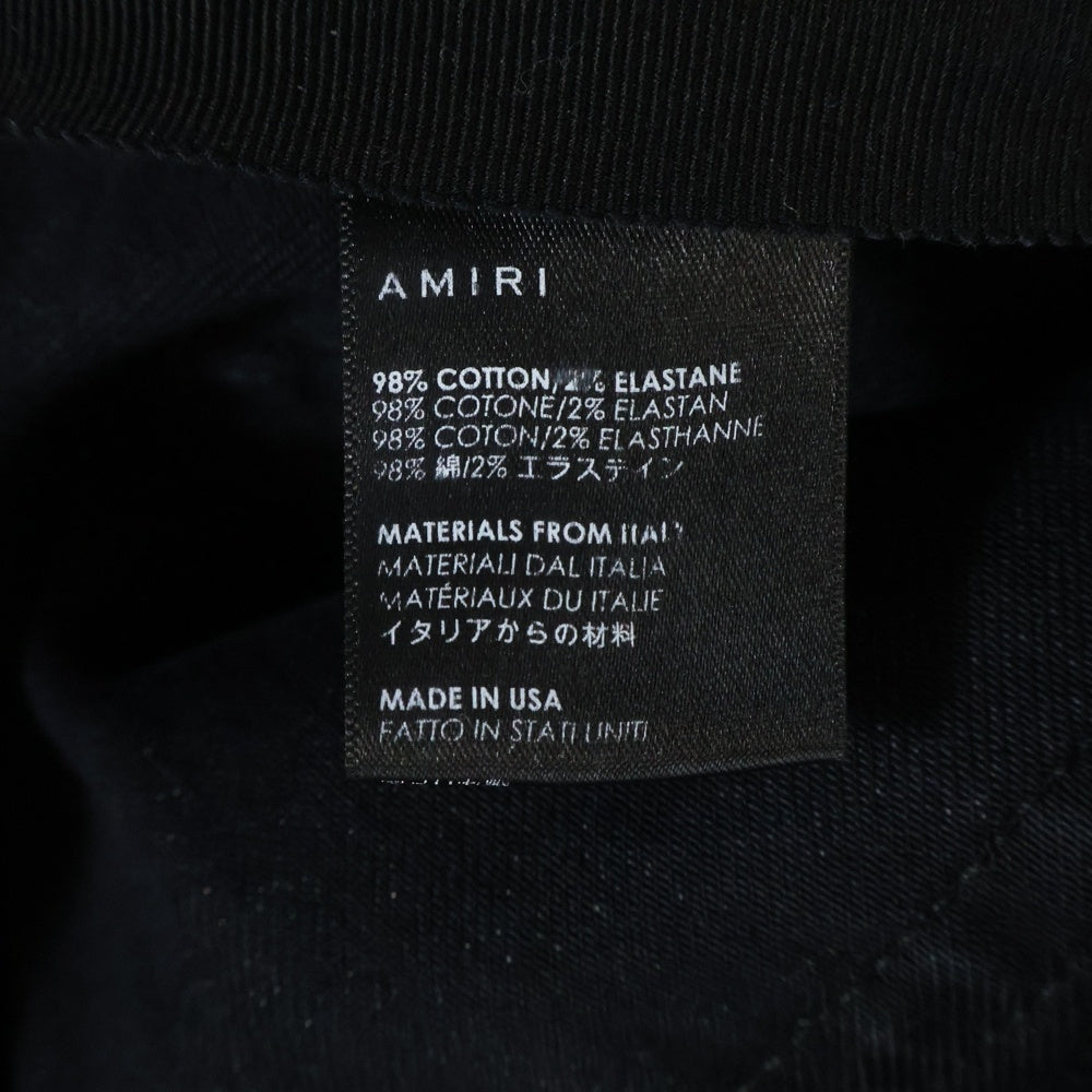 AMIRI(アミリ) ロゴパッチ ダメージ加工 ストレッチスキニーデニムパンツ ブラック