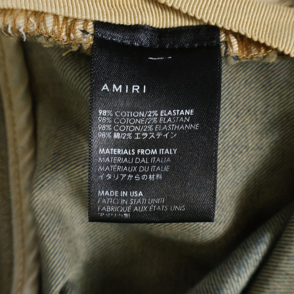 AMIRI(アミリ) ロゴパッチ フェードダメージ加工 ストレッチスキニーデニムパンツ インディゴ/ブラウン