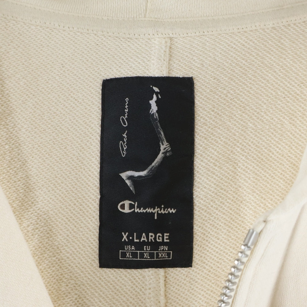 Rick Owens(リックオウエンス) 24SS ×Champion Jumbo Jason Hoodie チャンピオン ジップアップスウェットパーカー フーディー ベージュ CM01D0463-CHFE