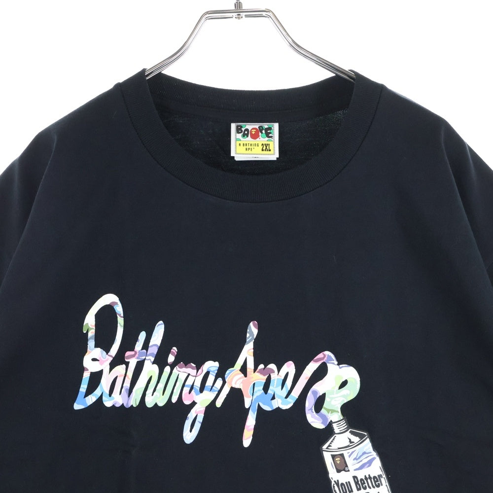 A BATHING APE(アベイシングエイプ) Art Camo Paint Tube Tee アートカモ ペイント タブ Tシャツ カットソー ブラック 0ZXTEM038101P
