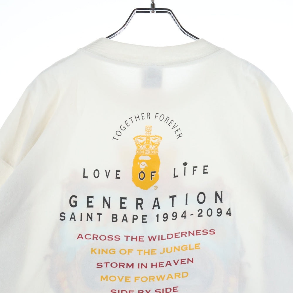 SAINT MICHAEL(セントマイケル) 25AW ×BAPE SS TEE GENERATION ×アベイシングエイプ プリント半袖Tシャツ ホワイト SM-HR1-0000-C36