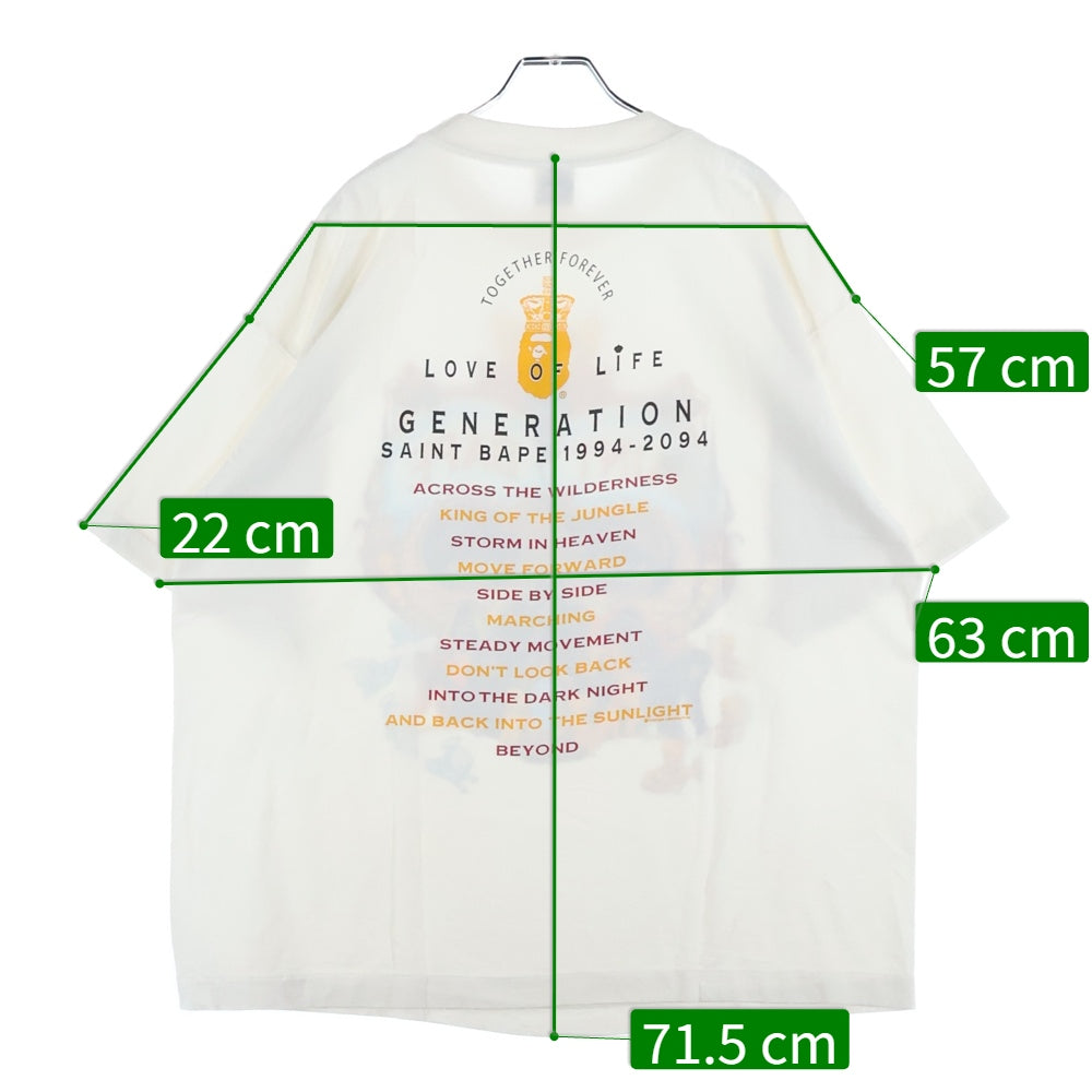SAINT MICHAEL(セントマイケル) 25AW ×BAPE SS TEE GENERATION ×アベイシングエイプ プリント半袖Tシャツ ホワイト SM-HR1-0000-C36