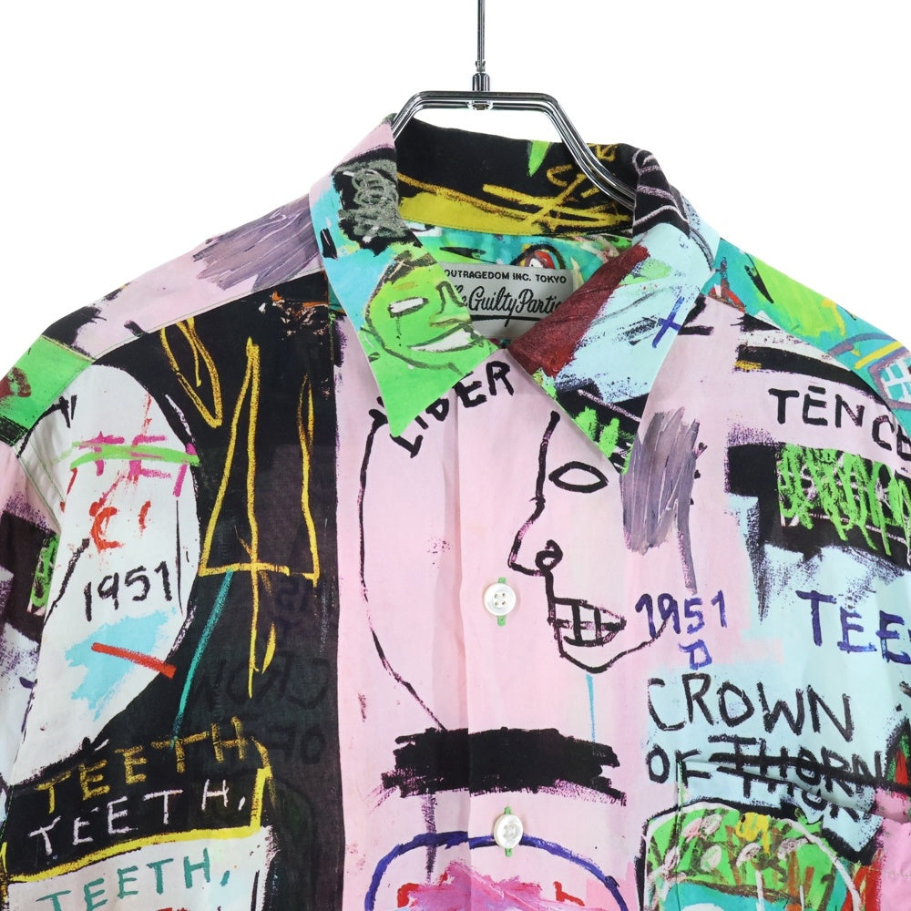 WACKO MARIA(ワコマリア) ×JEAN MICHEL BASQUIAT HAWAIIAN SHIRT ×ジャン ミッシェル バスキア レーヨン 長袖 総柄 ハワイアン アロハ シャツ マルチ