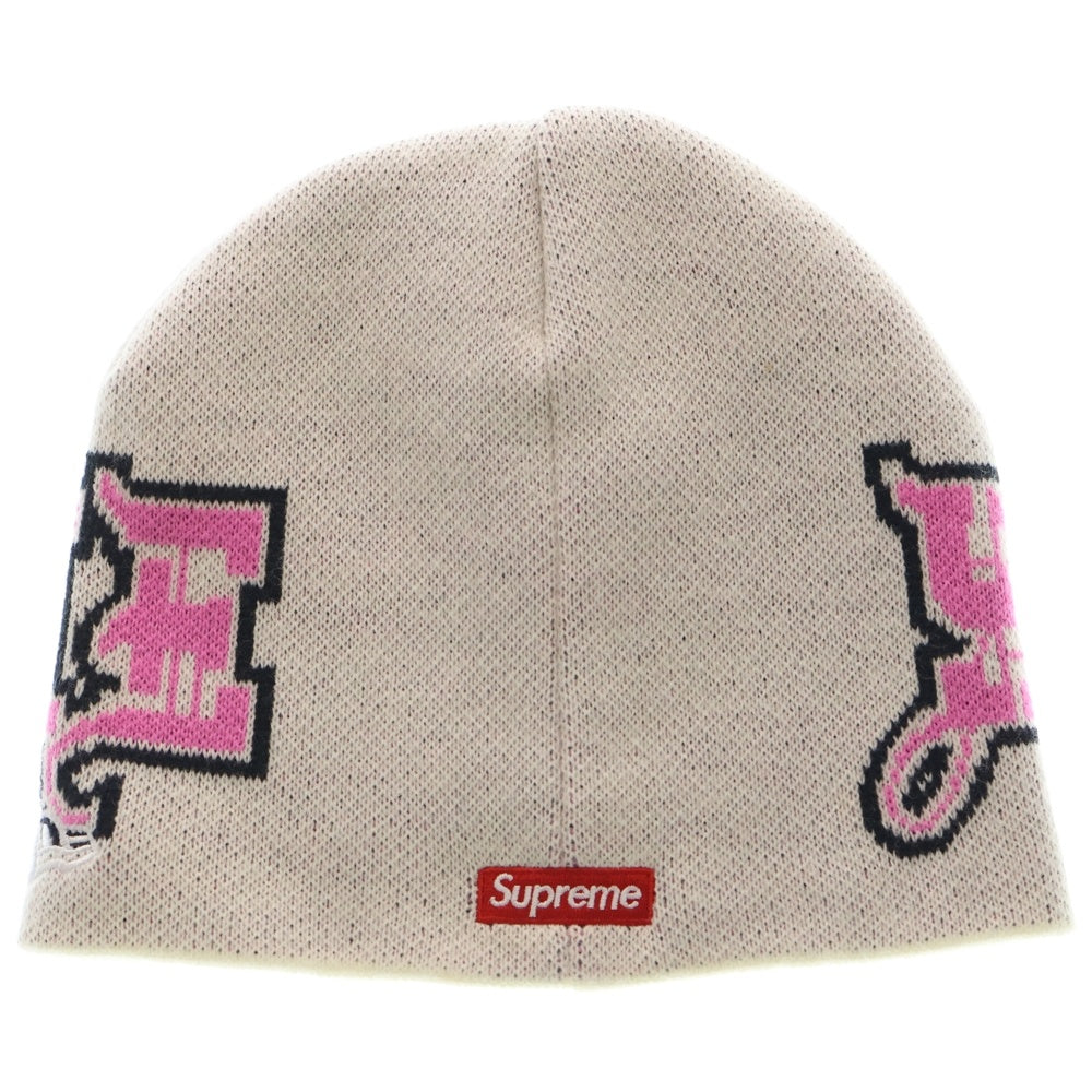 SUPREME(シュプリーム) 25AW ×New Era Outline Beanie ×ニューエラ アウトラインロゴ ニット ビーニー ホワイト レディース