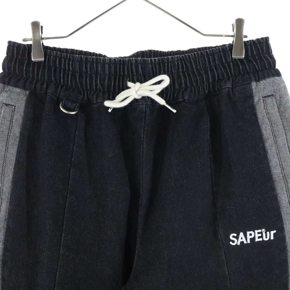SAPEur(サプール) 21AW DENIM TRACK PANTS デニムトラックパンツ ブラック