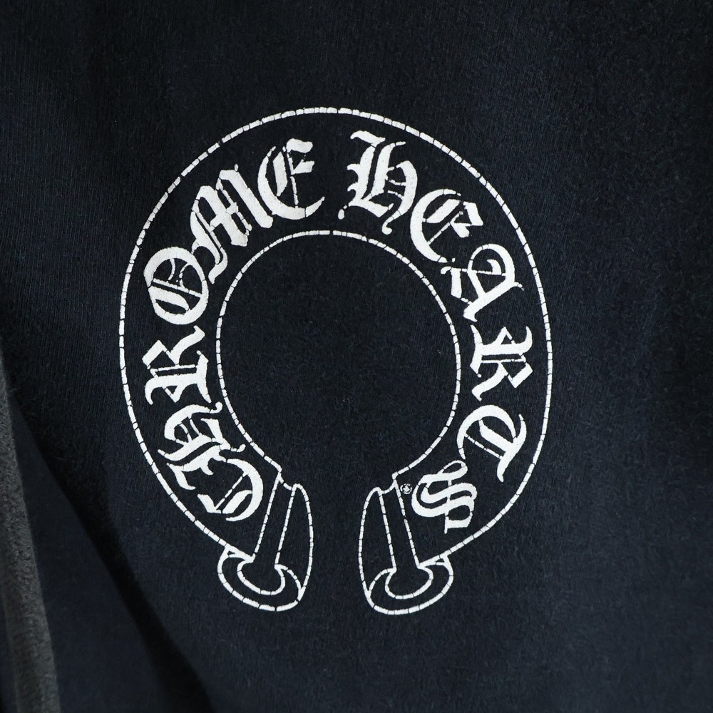 CHROME HEARTS(クロムハーツ) SWTSHRT HD ZIP ダガージップ アームフローラル バックホースシュープリント ジップアップスウェットパーカー フーディー ブラック