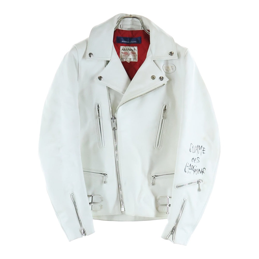 COMME des GARCONS(コムデギャルソン) ×Lewis Leathers LIGHTNING ×ルイスレザー ライトニング ホースハイド ダブルライダースジャケット ホワイト KZ-J009